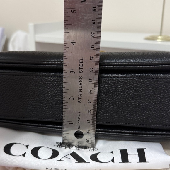 Coach Cassie Black Pebbled Leather Top-Handle Crossbody with Gold Turnlock - Picture 14 of 15